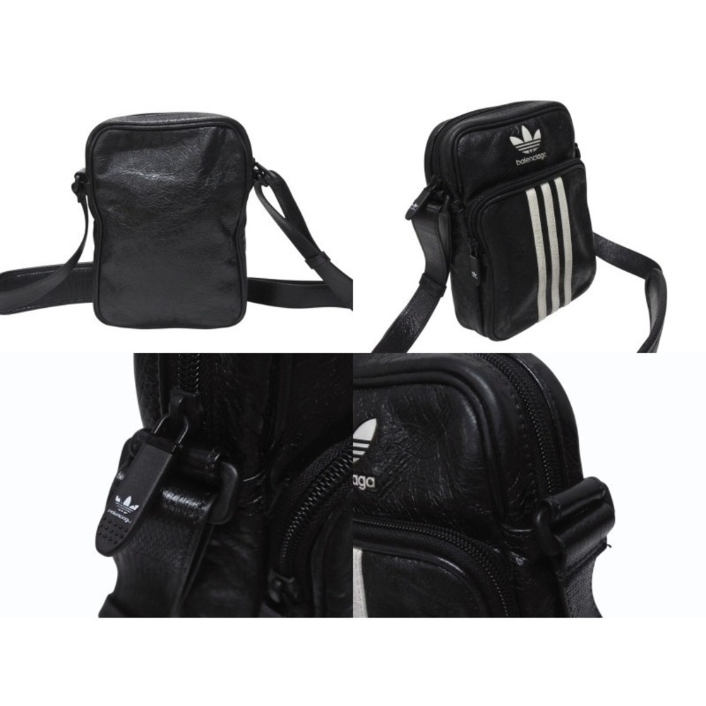 Balenciaga shoulder adidas collaboration lambskin crossbody black bag logo - Picture 3 of 8